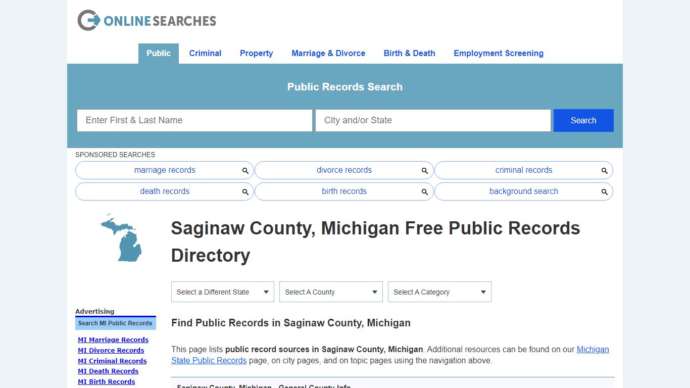 Saginaw County, Michigan Free Public Records Directory